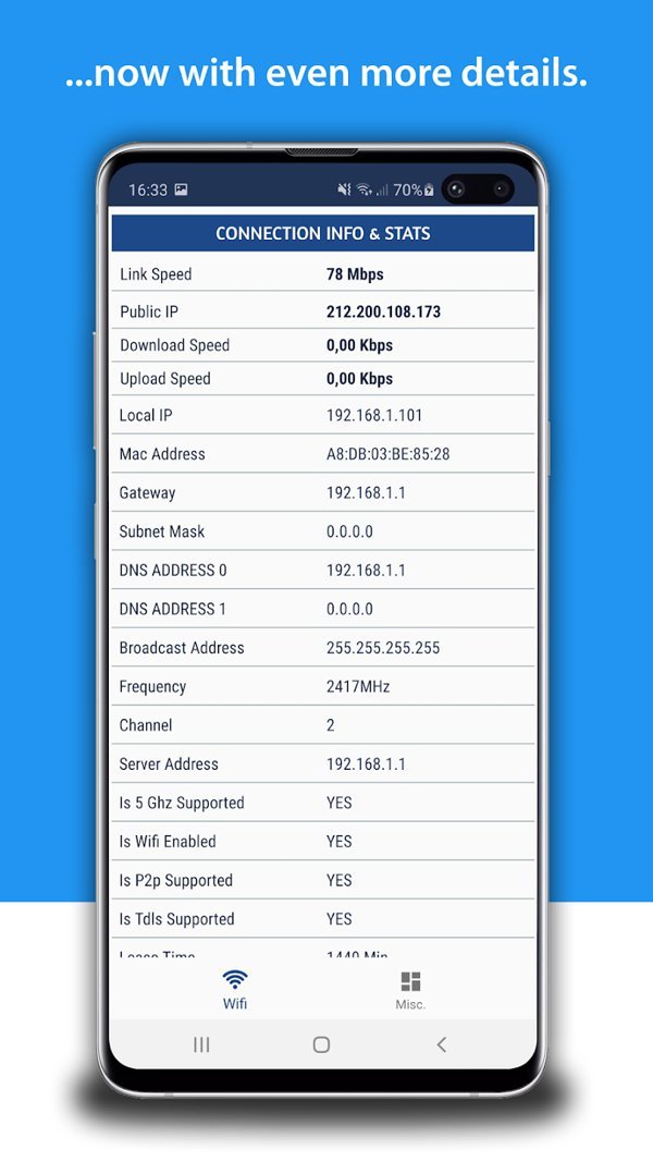 Connection details screen